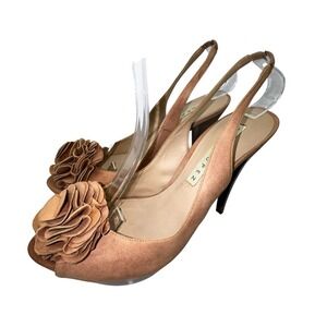 Pura Lopez Platform Pump Old Rose Pink Slingback Peep Toe Heels EU 38 US 7.5